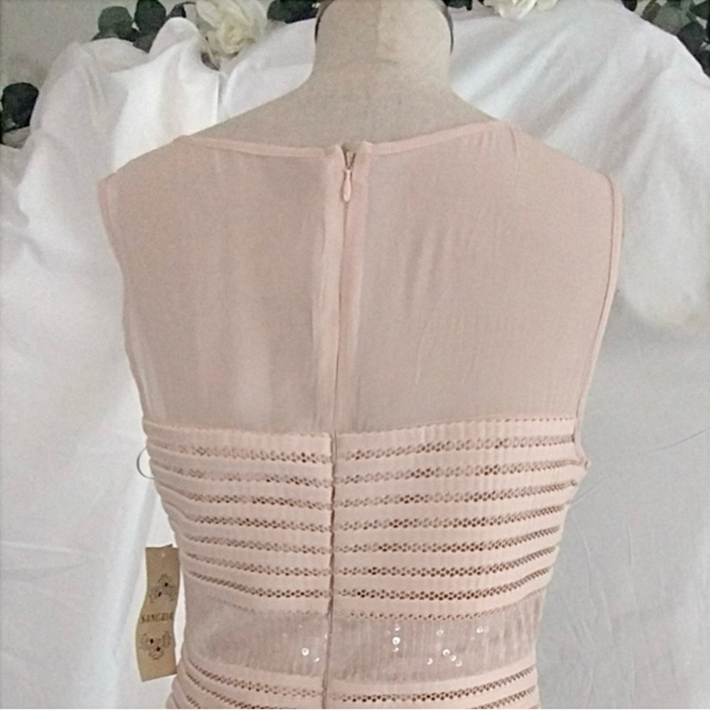 🩷 Brand New Sangria Cream Shell dress with Cream Sequins and mesh top size 4 - Picture 5 of 8